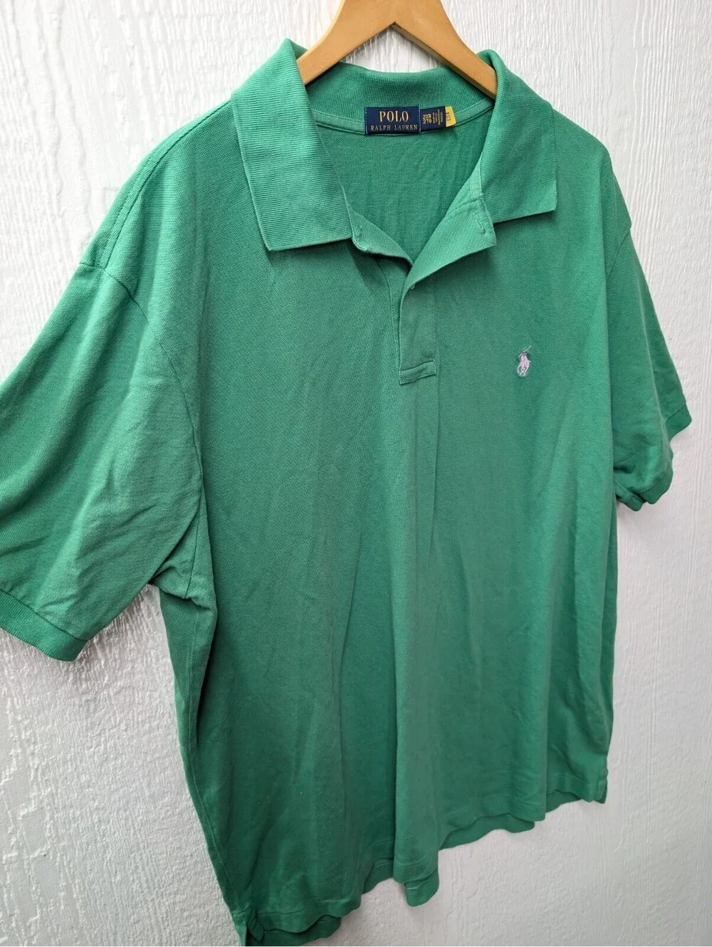 Polo Ralph Lauren Green Polo Shirt Pony Embroidery 100% Cotton Men's Size 2XB